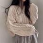 Piwonia - V-Neck Long-Sleeve Plain Cable Knit Sweater | YesStyle