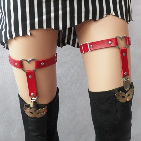 Buy SURELIN - Heart Faux Leather Garter 