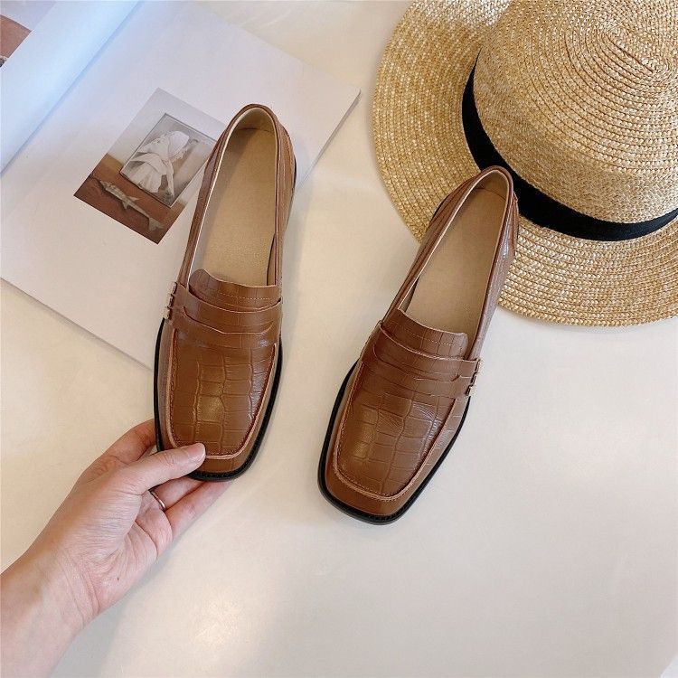 color block leather loafers