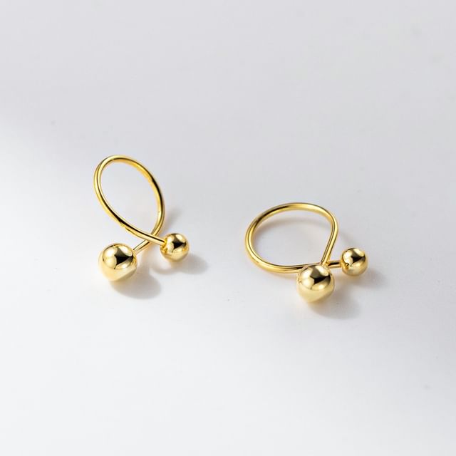 A-ROCH-925 Sterling Silver Barbell Hoop Earring