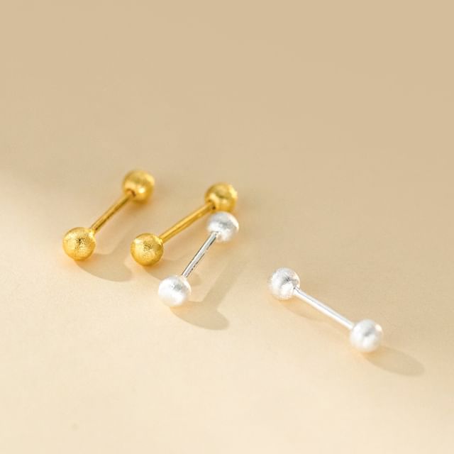 A-ROCH-925 Sterling Silver Barbell Stud Earring