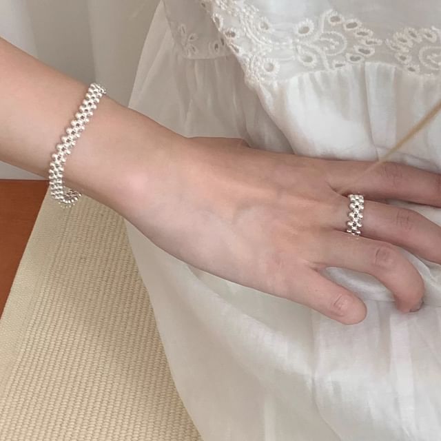 A-ROCH-925 Sterling Silver Bead Bracelet Ring
