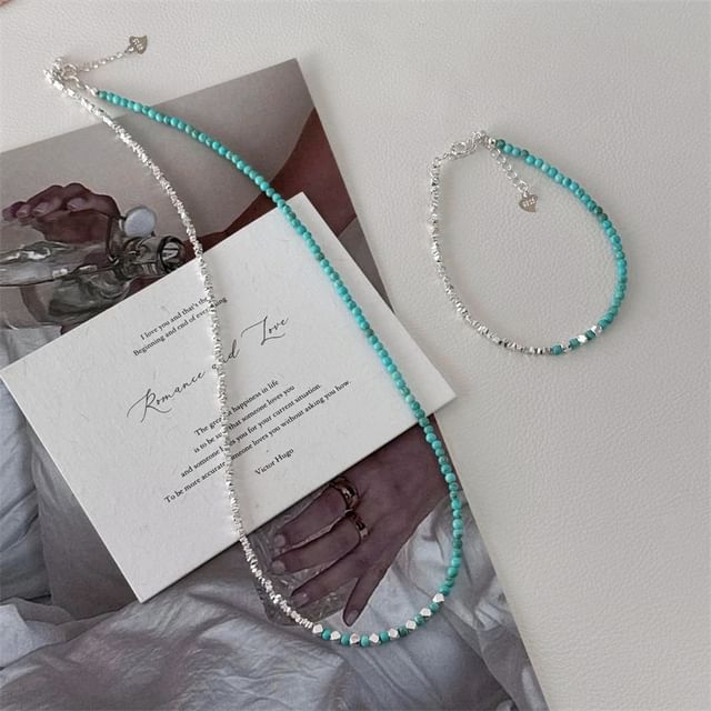 A-ROCH-925 Sterling Silver Bead Necklace Bracelet