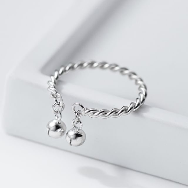 A-ROCH-925 Sterling Silver Bell Pendant Double Helical Open Ring