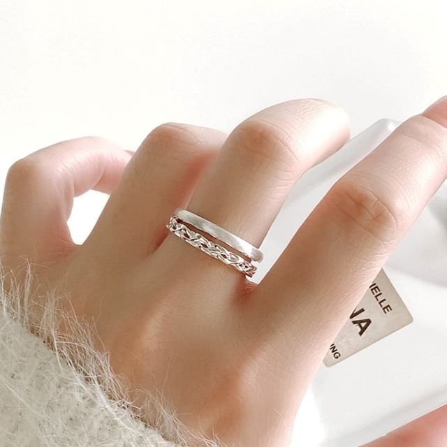 A-ROCH-925 Sterling Silver Braided Stacked Open Ring
