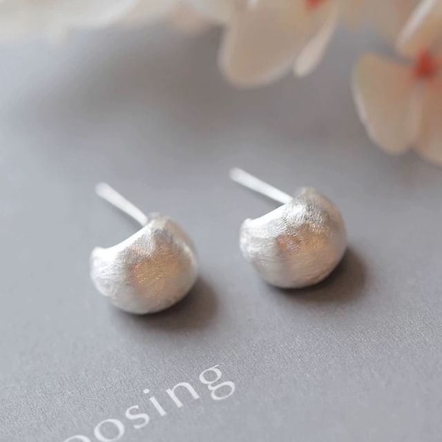 A-ROCH-925 Sterling Silver Brushed Open Hoop Earring