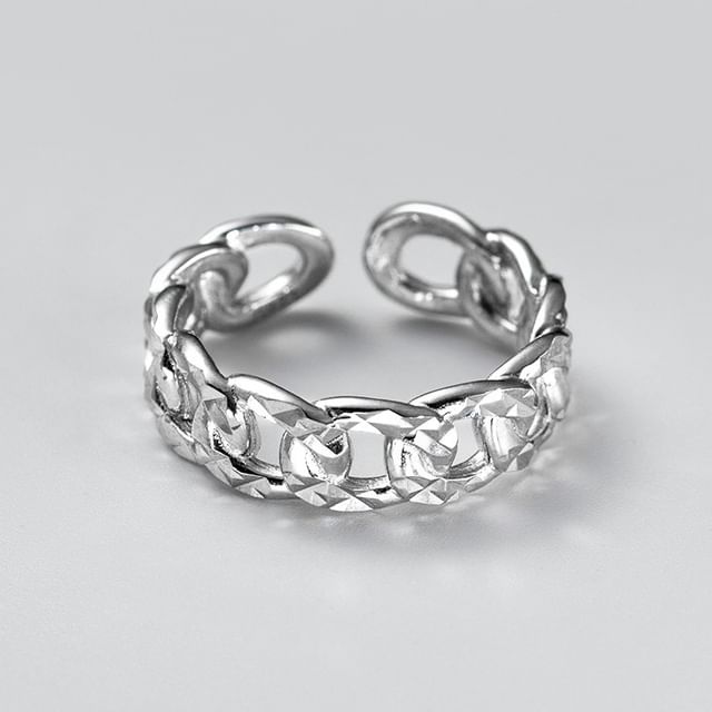 A-ROCH-925 Sterling Silver Chain Link Open Ring