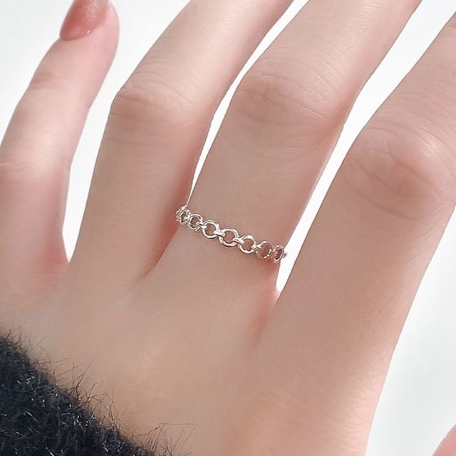 A-ROCH-925 Sterling Silver Chain Open Ring