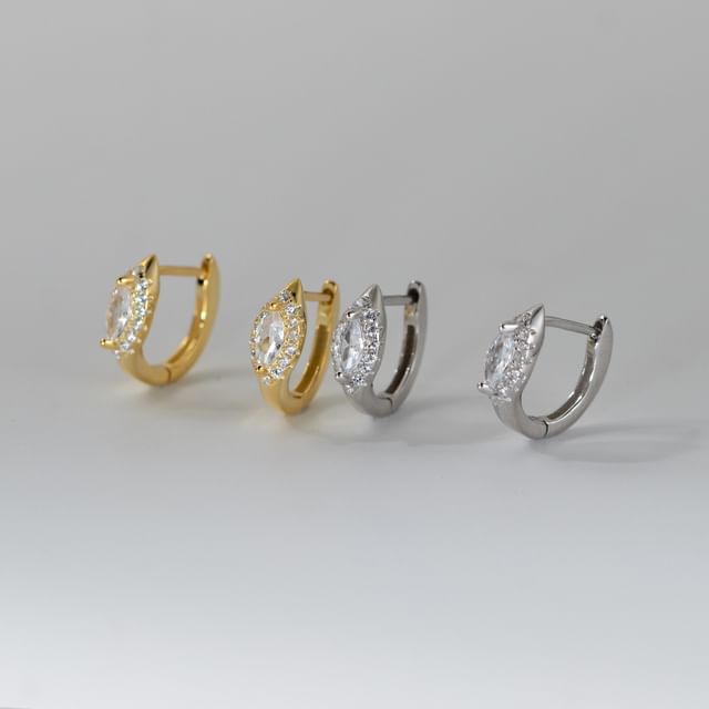 A-ROCH-925 Sterling Silver CZ Huggie Earring
