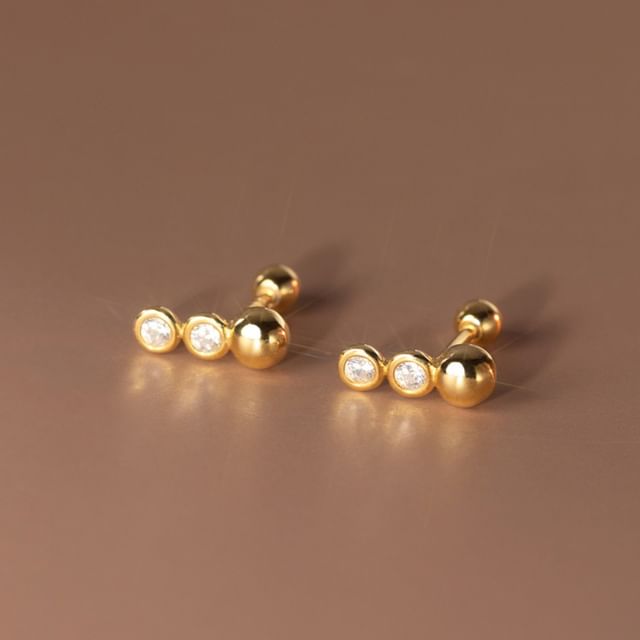 A-ROCH-925 Sterling Silver CZ Stud Earring