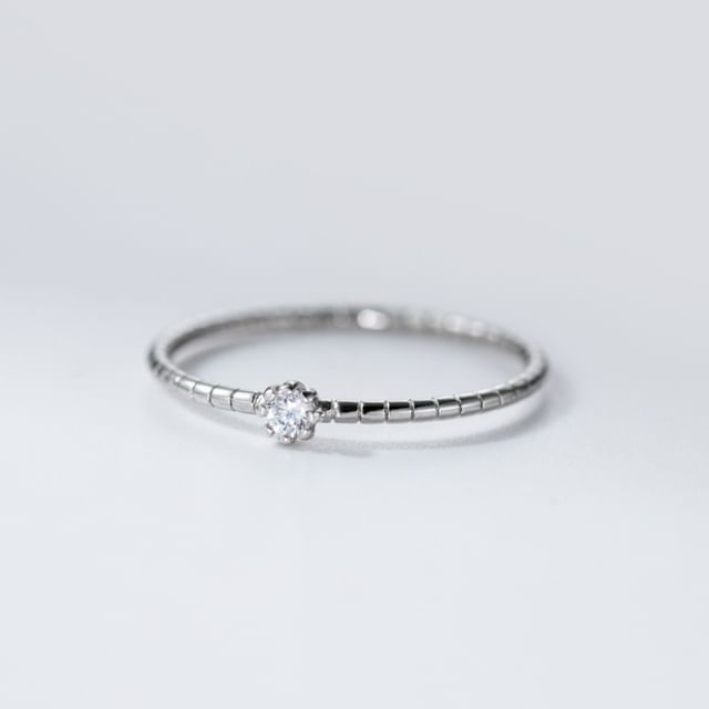 A-ROCH-925 Sterling Silver CZ Thin Ring