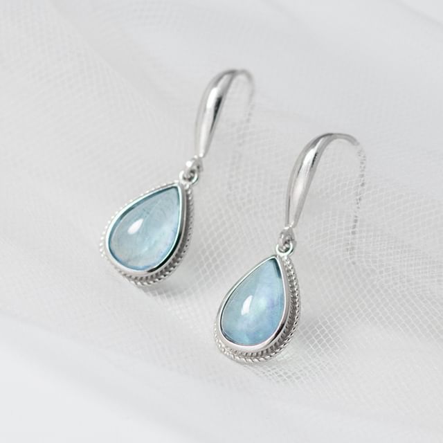 A-ROCH-925 Sterling Silver Faux Gemstone Drop Earring