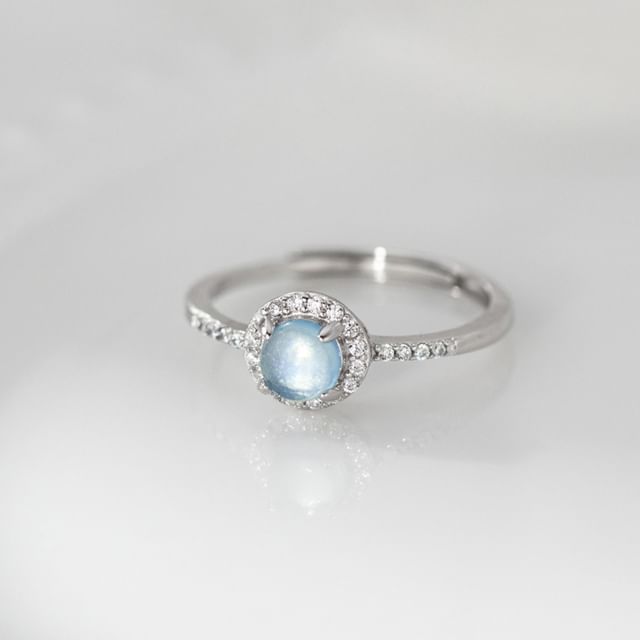 A-ROCH-925 Sterling Silver Faux Gemstone Rhinestone Open Ring