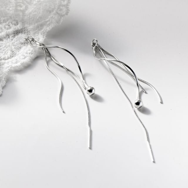 A-ROCH-925 Sterling Silver Fringed Dangle Earring