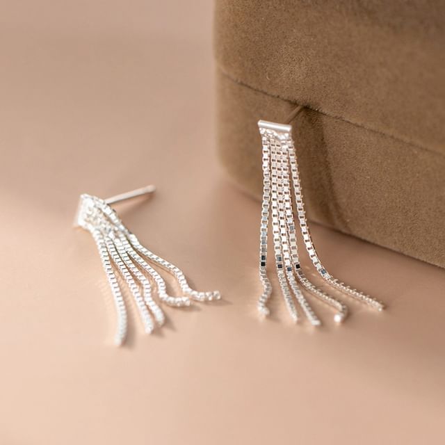 A-ROCH-925 Sterling Silver Fringed Stud Earring