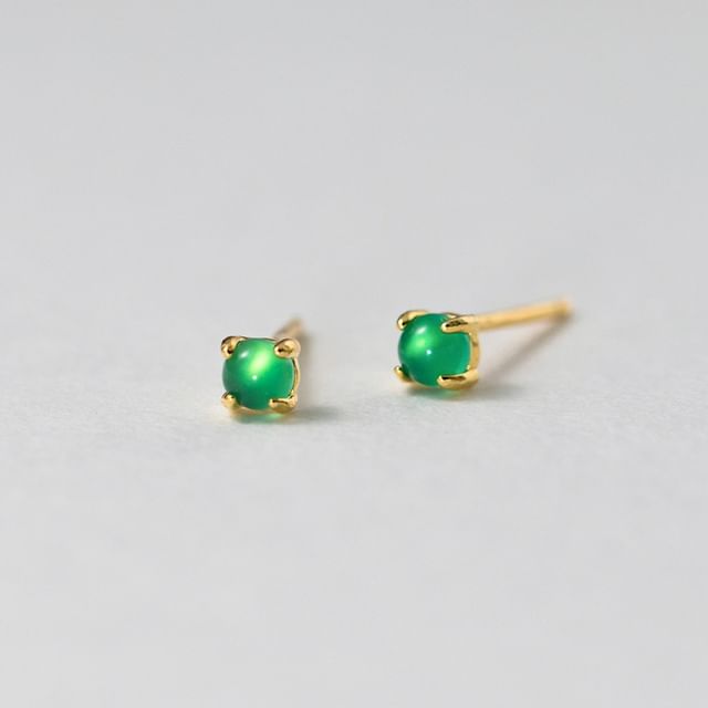A-ROCH-925 Sterling Silver Gemstone Ear Stud