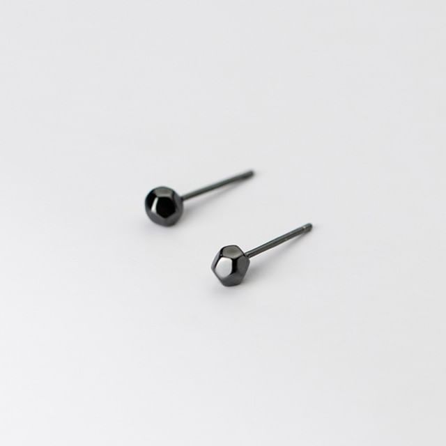A-ROCH-925 Sterling Silver Geometric Ear Stud
