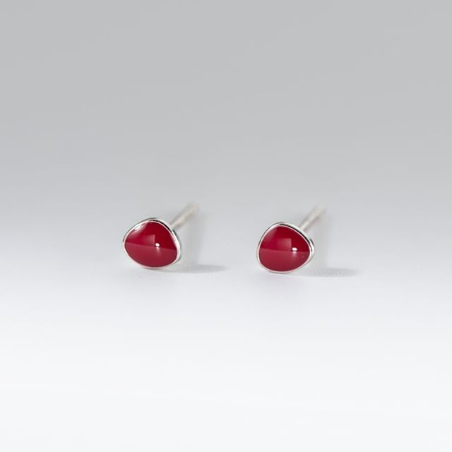 A-ROCH-925 Sterling Silver Glazed Stud Earring