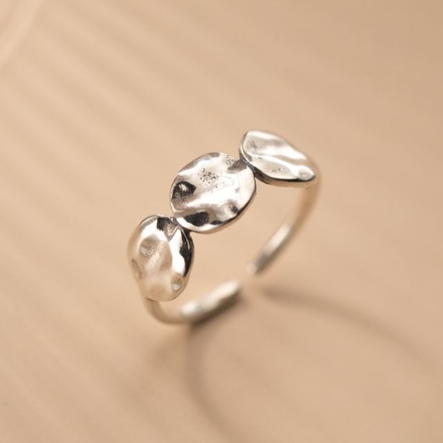 A-ROCH-925 Sterling Silver Irregular Disc Open Ring