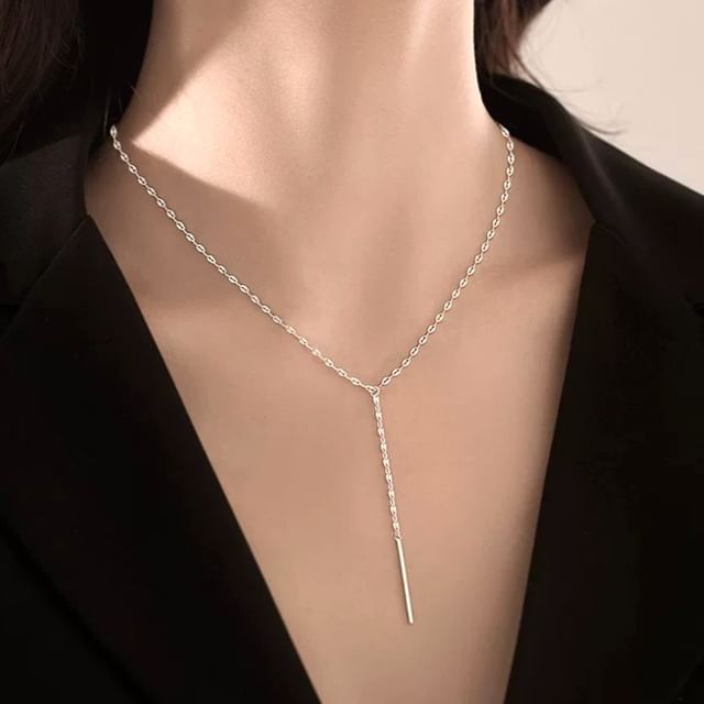 A-ROCH-925 Sterling Silver Lariat Necklace