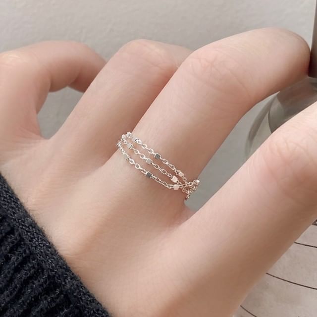 A-ROCH-925 Sterling Silver Layered Chain Ring