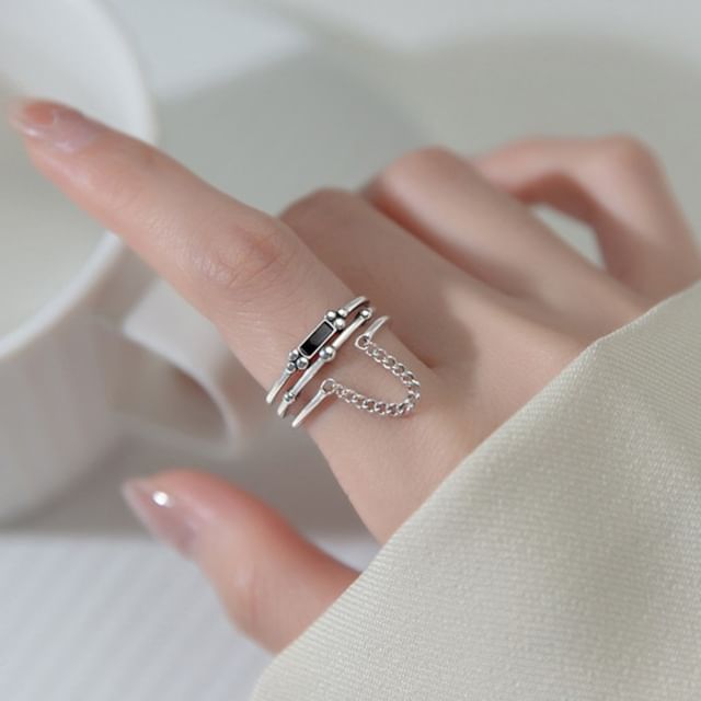 A-ROCH-925 Sterling Silver Layered Open Ring