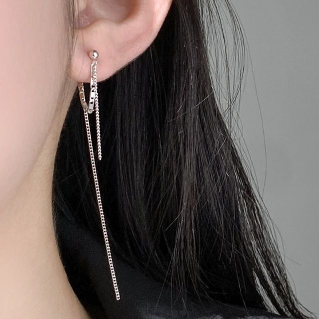 A-ROCH-925 Sterling Silver Layered Threader Earring