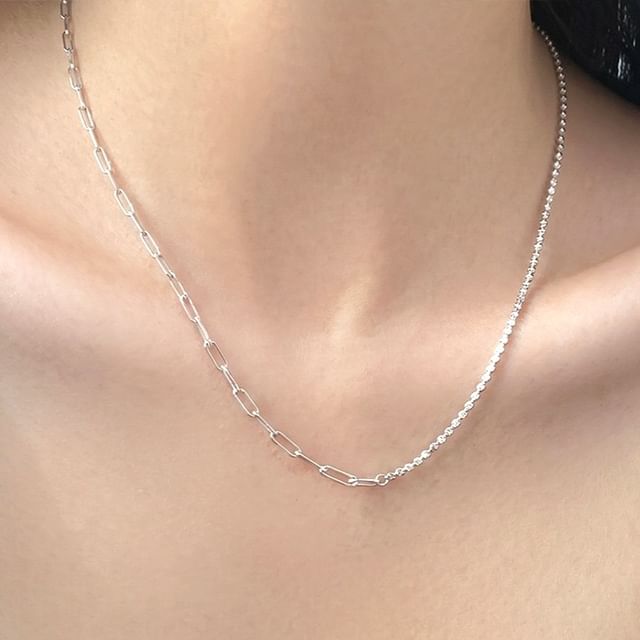 A-ROCH-925 Sterling Silver Pin Link Necklace