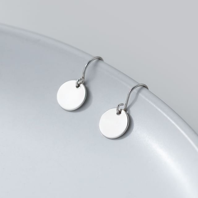 A-ROCH-925 Sterling Silver Polished Disc Drop Earring