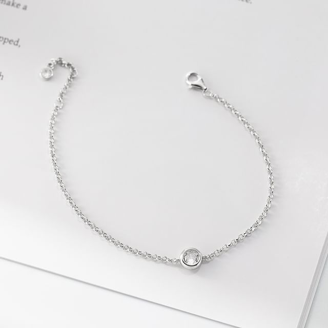 A-ROCH-925 Sterling Silver Rhinestone Bracelet