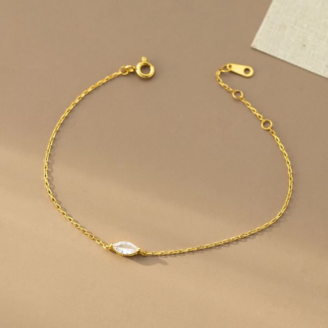 A-ROCH-925 Sterling Silver Rhinestone Chain Bracelet