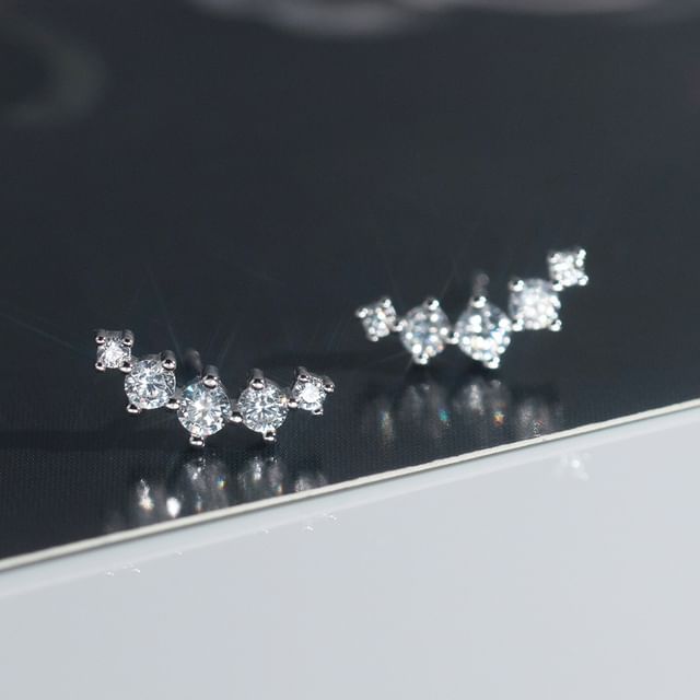 A-ROCH-925 Sterling Silver Rhinestone Crawler Earring