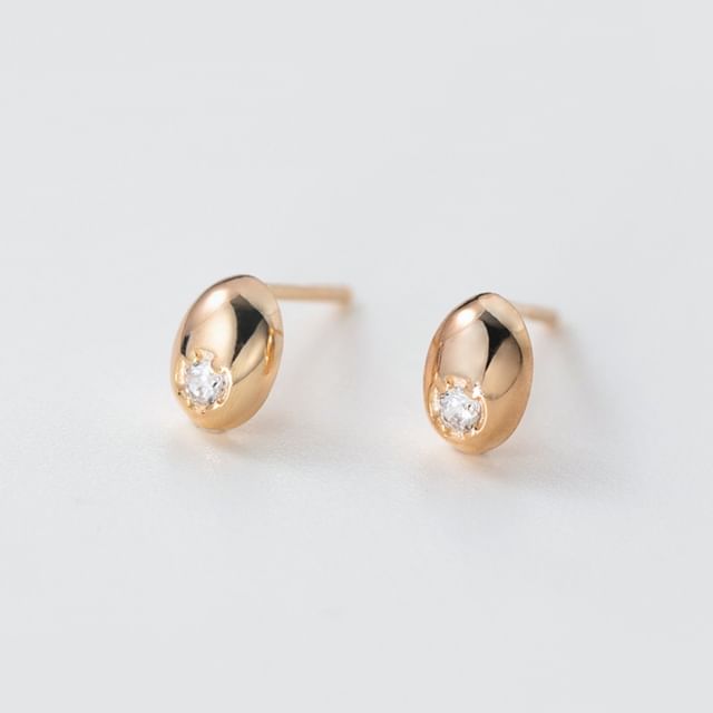 A-ROCH-925 Sterling Silver Rhinestone Ear Stud