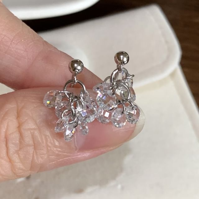 A-ROCH-925 Sterling Silver Rhinestone Fringed Drop Earring