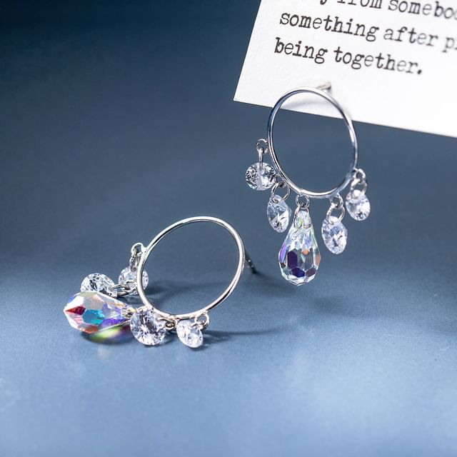 A-ROCH-925 Sterling Silver Rhinestone Fringed Earring