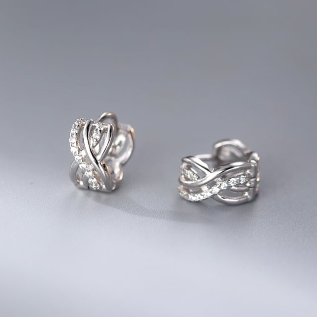 A-ROCH-925 Sterling Silver Rhinestone Leverback Earring
