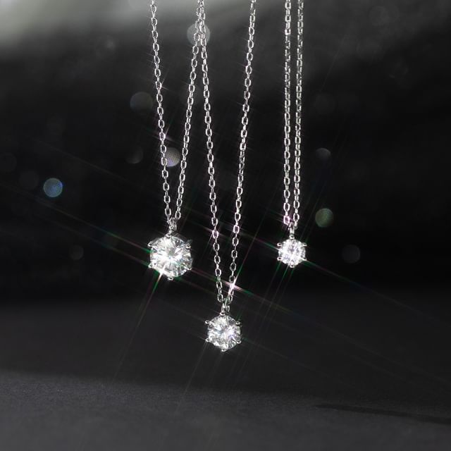A-ROCH-925 Sterling Silver Rhinestone Necklace