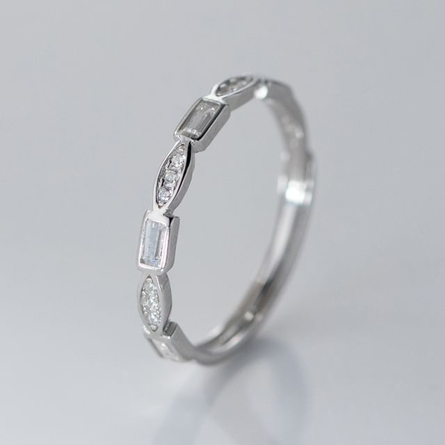 A-ROCH-925 Sterling Silver Rhinestone Open Ring