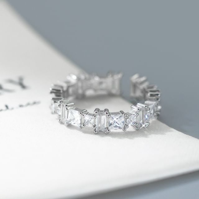 A-ROCH-925 Sterling Silver Rhinestone Open Ring