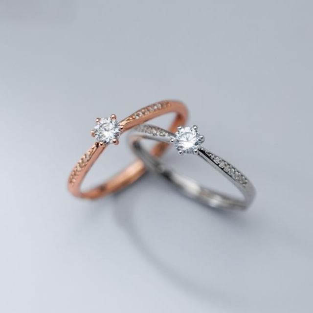 A-ROCH-925 Sterling Silver Rhinestone Open Ring