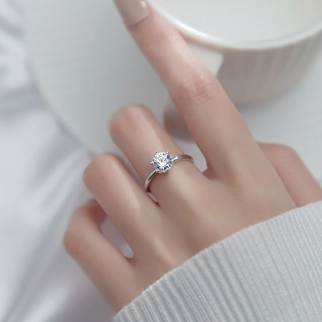 A-ROCH-925 Sterling Silver Rhinestone Open Ring Various Designs