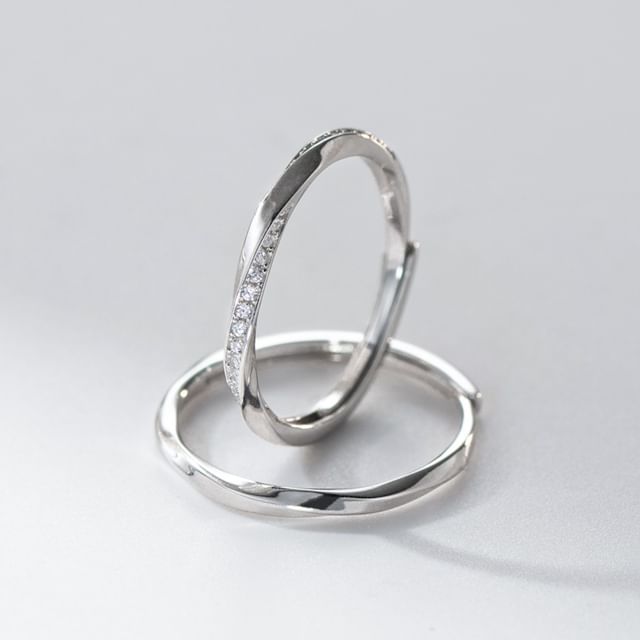 A-ROCH-925 Sterling Silver Rhinestone Open Ring