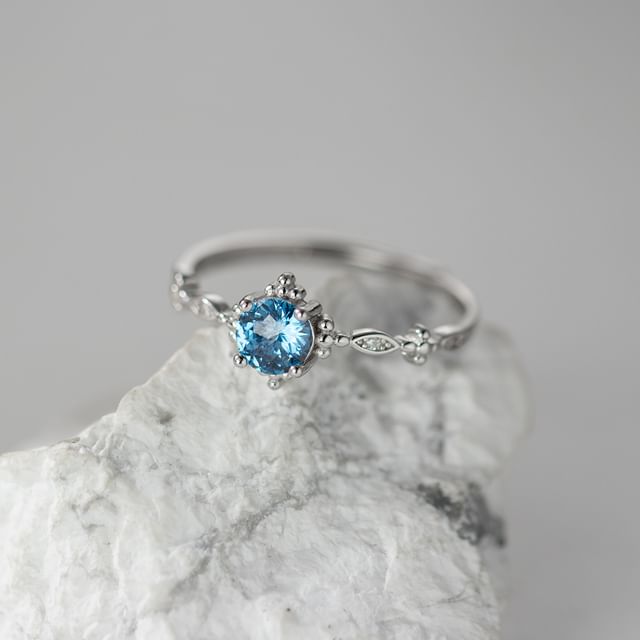 A-ROCH-925 Sterling Silver Rhinestone Open Ring