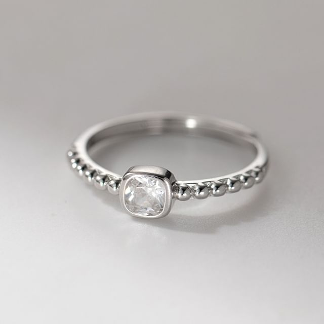 A-ROCH-925 Sterling Silver Rhinestone Open Ring