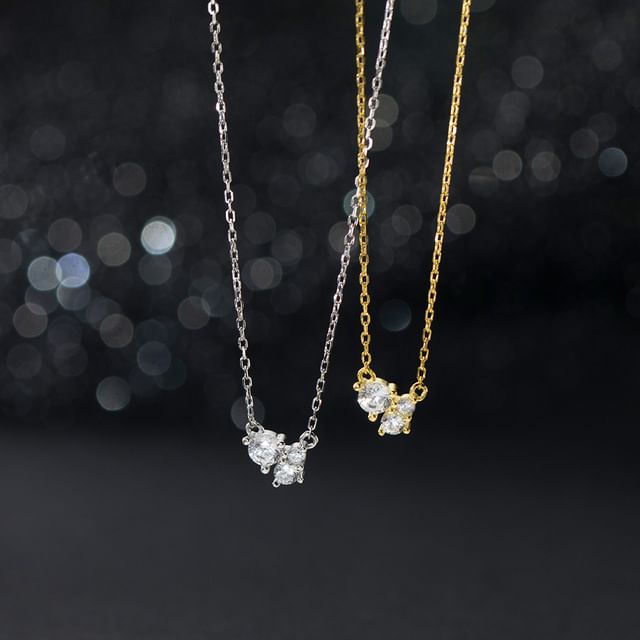 A-ROCH-925 Sterling Silver Rhinestone Pendant Choker