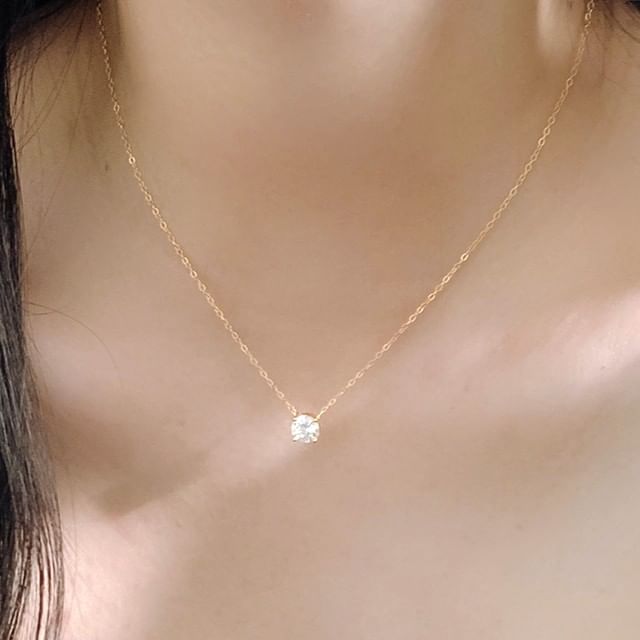A-ROCH-925 Sterling Silver Rhinestone Pendant Choker