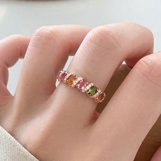 A-ROCH-925 Sterling Silver Rhinestone Ring
