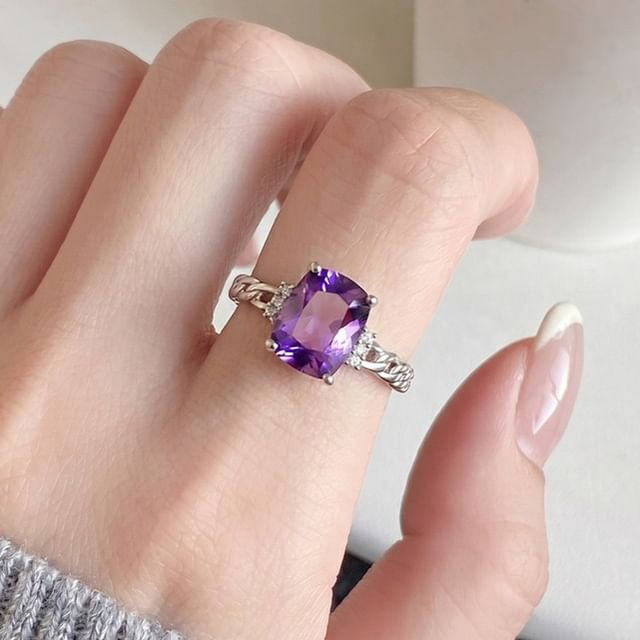 A-ROCH-925 Sterling Silver Rhinestone Ring