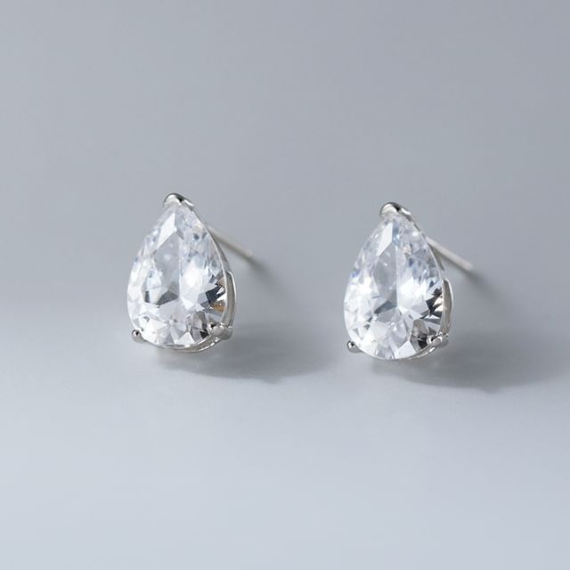 A-ROCH-925 Sterling Silver Rhinestone Stud Earring