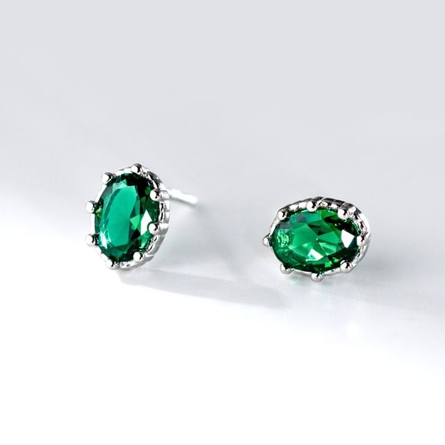 A-ROCH-925 Sterling Silver Rhinestone Stud Earring